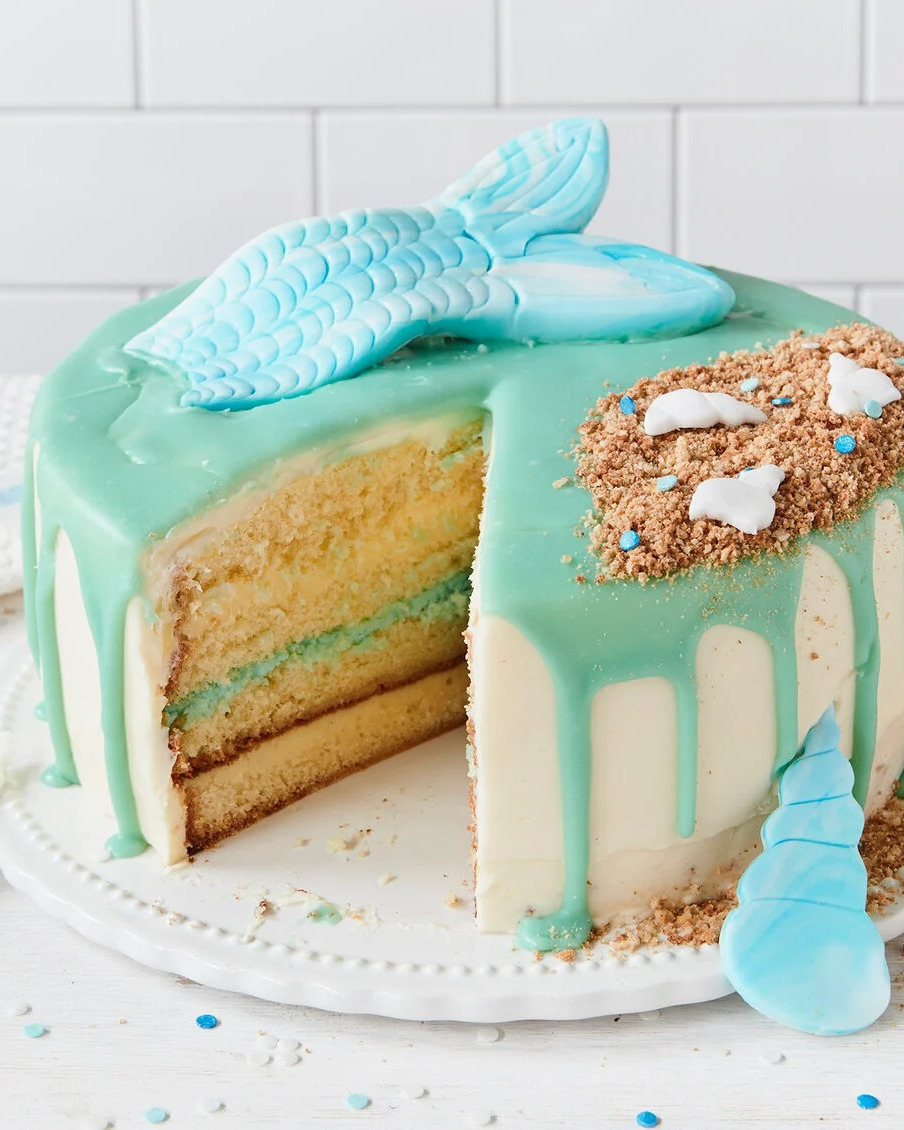 Easy Homemade Mermaid Themed Layer Cake