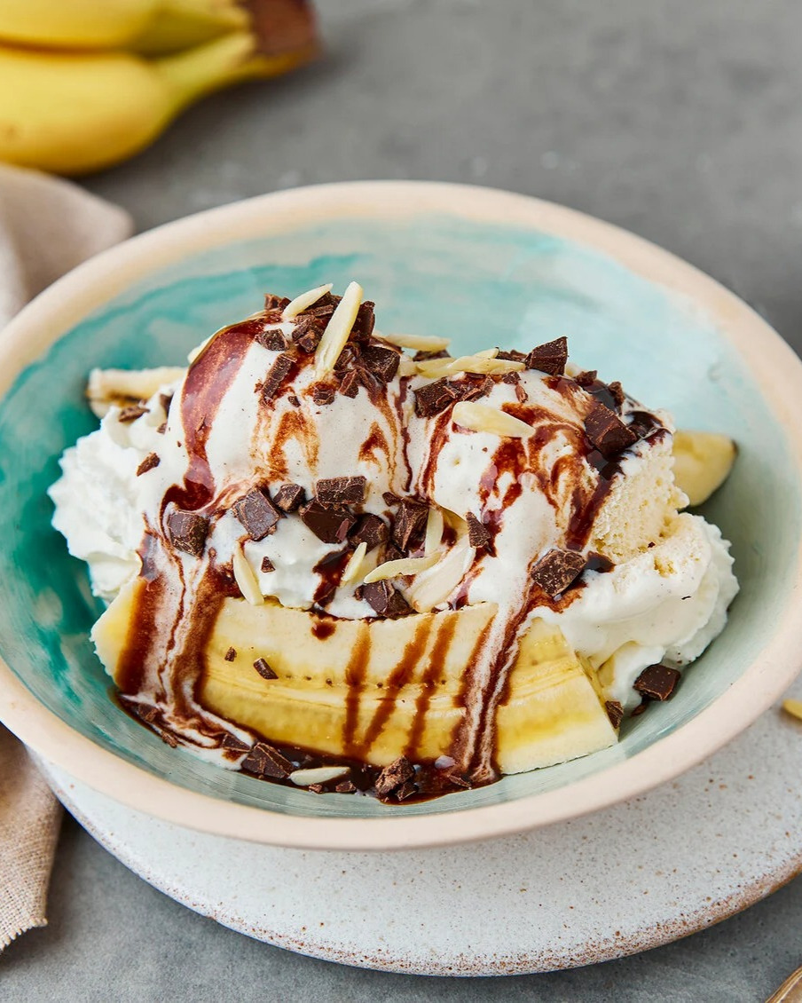Classic Banana Split with Vanilla Ice Cream