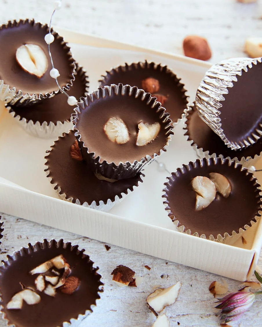 Homemade Milk Chocolate Candy with Hazelnuts