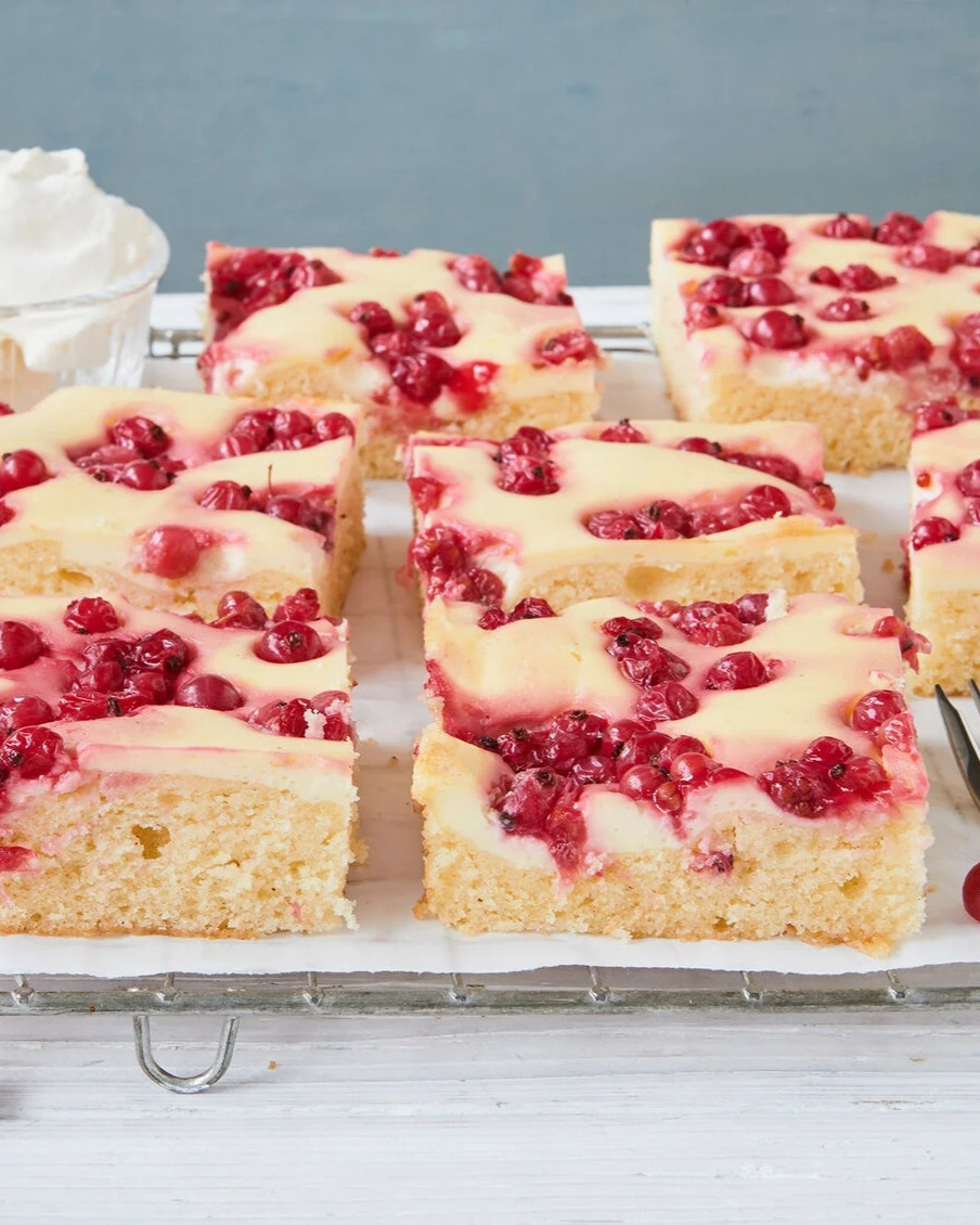 Red Currant Cake with Quark and Sour Cream Glaze