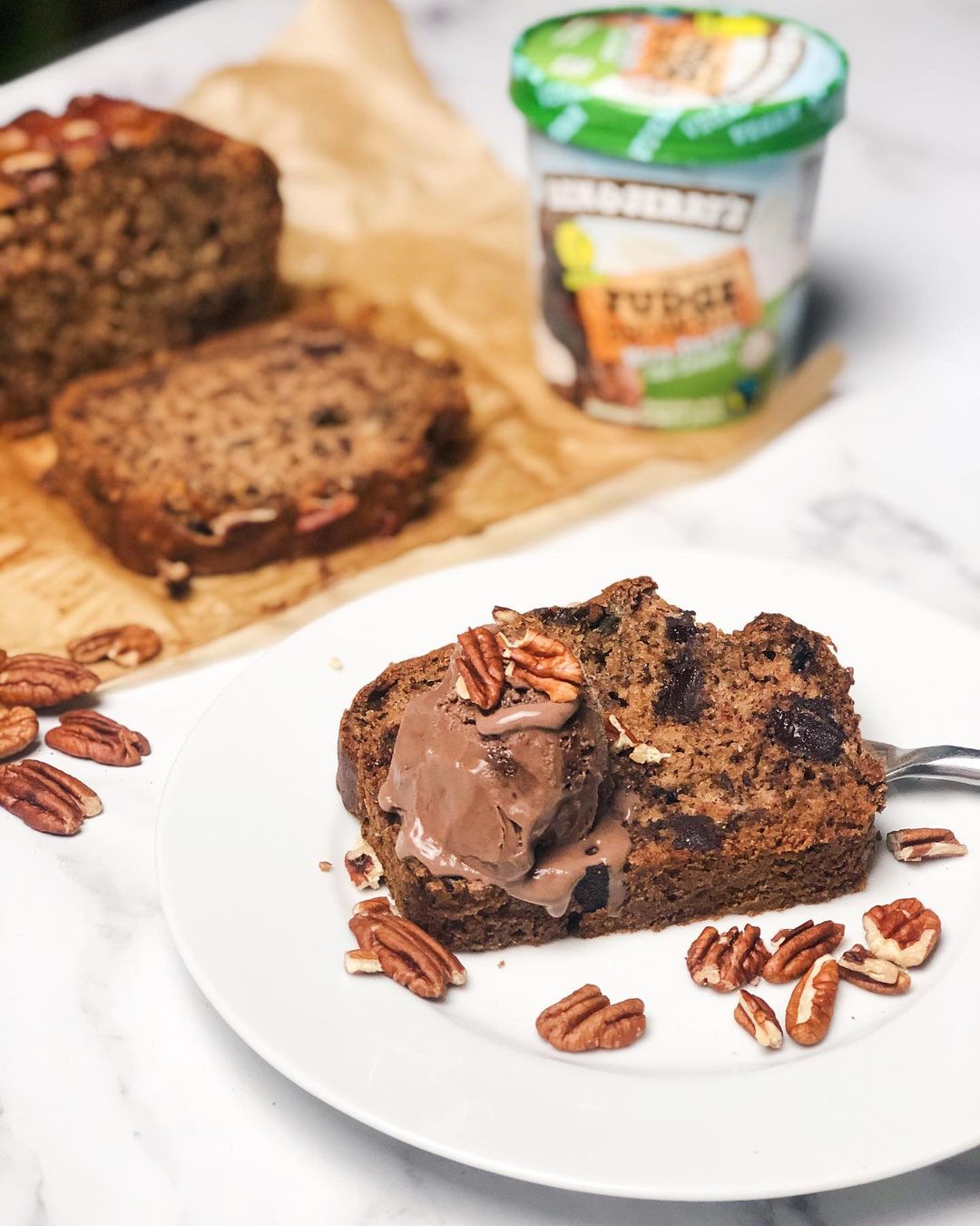 Vegan Banana Bread with Chocolate and Bananas