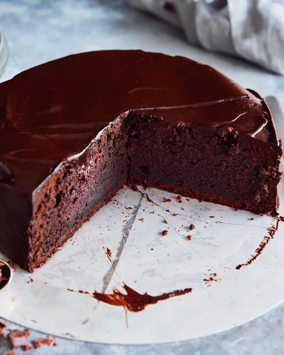 Moist Chocolate Cake with Sour Cream and Chocolate Glaze