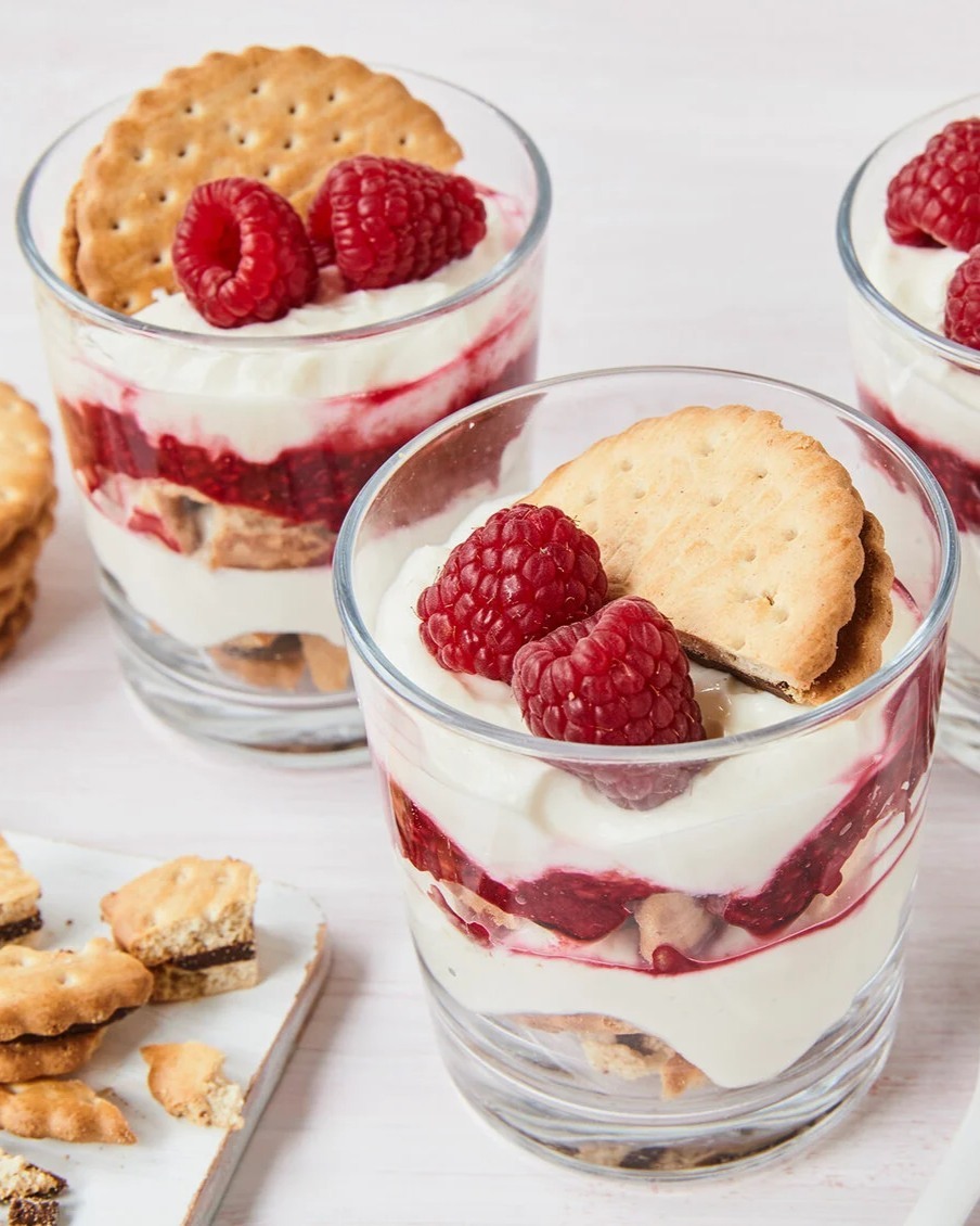 Easy Raspberry Quark and Cookie Dessert