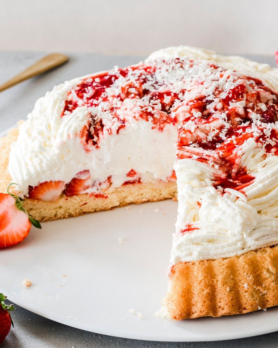 Strawberry Spaghetti Ice Cream Cake