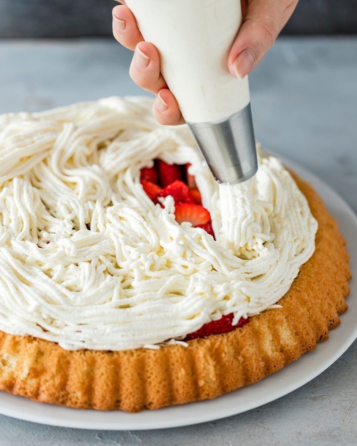 Strawberry Spaghetti Ice Cream Cake