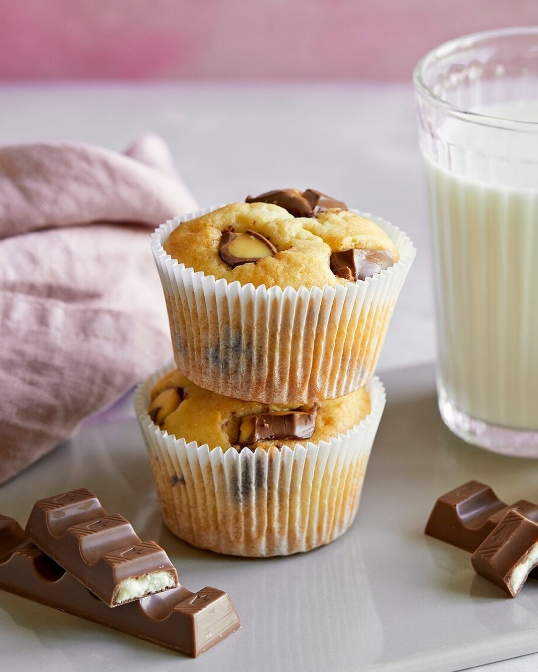 Kinder Chocolate Muffins with Soft Crumb
