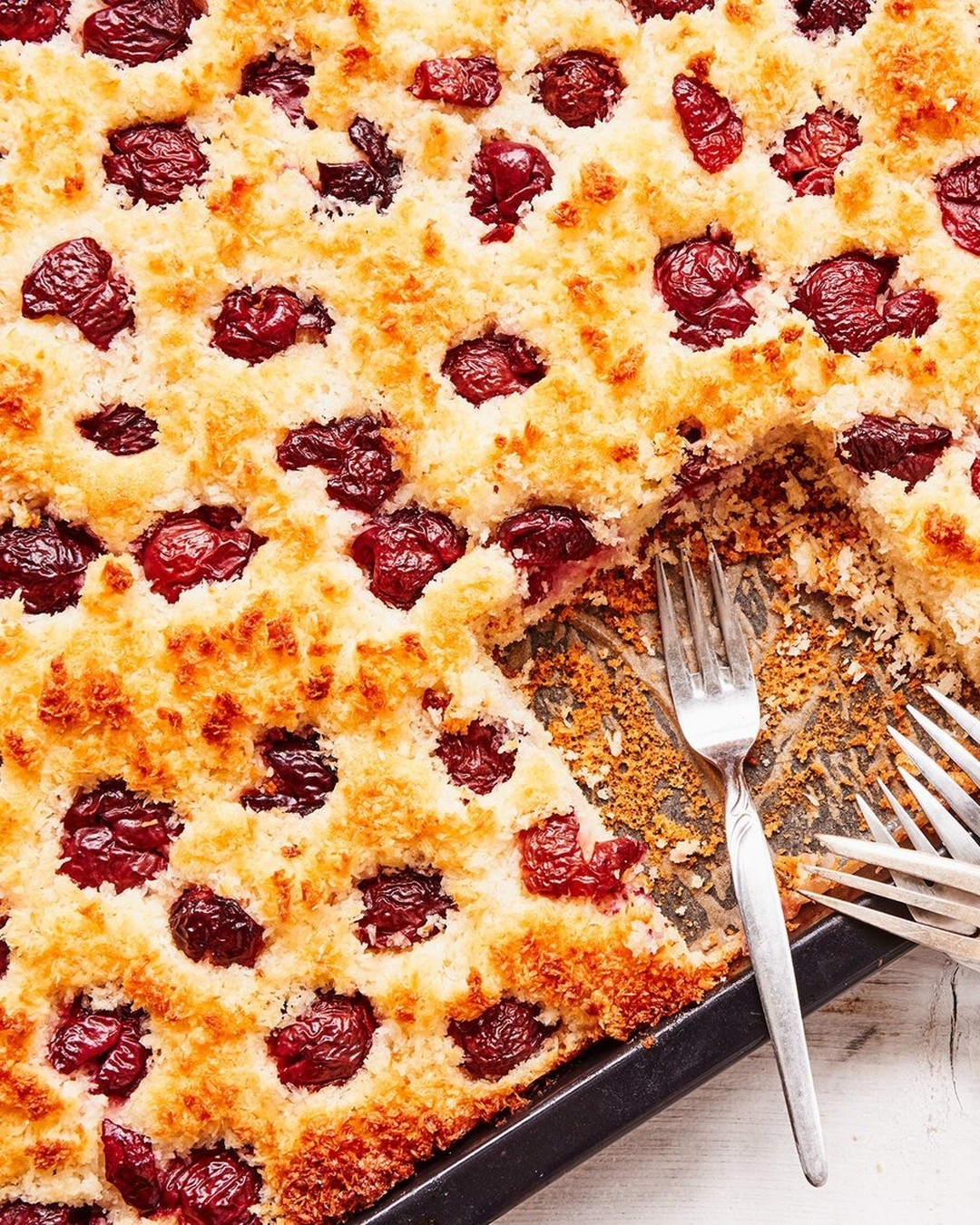Easy Cherry Coconut Sheet Cake