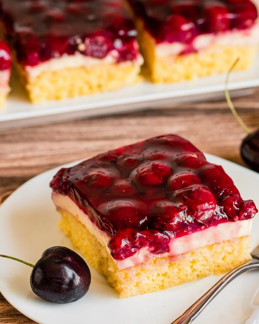 Cherry Schmand Layered Sheet Cake