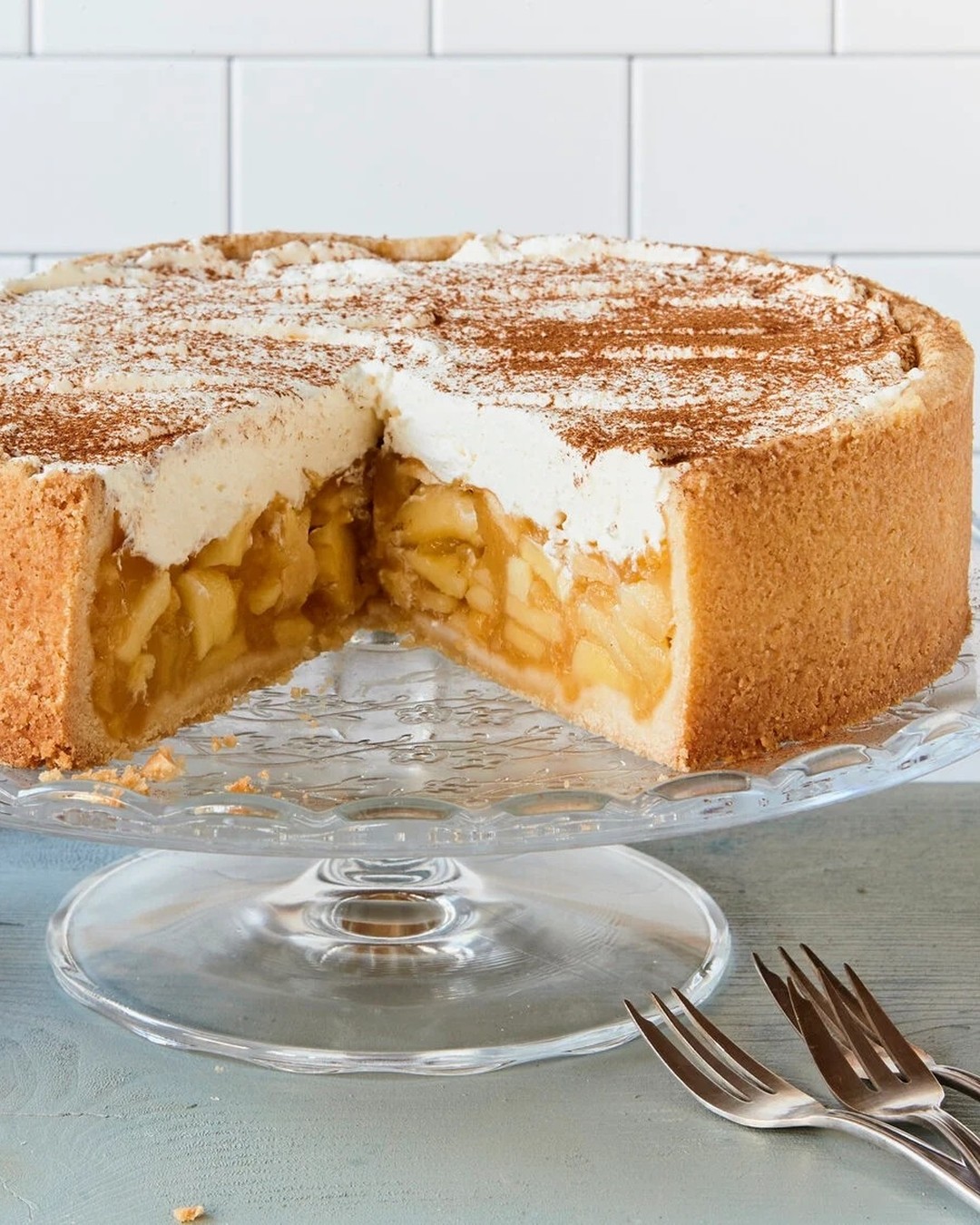 German Apple Wine Cake with Whipped Cream
