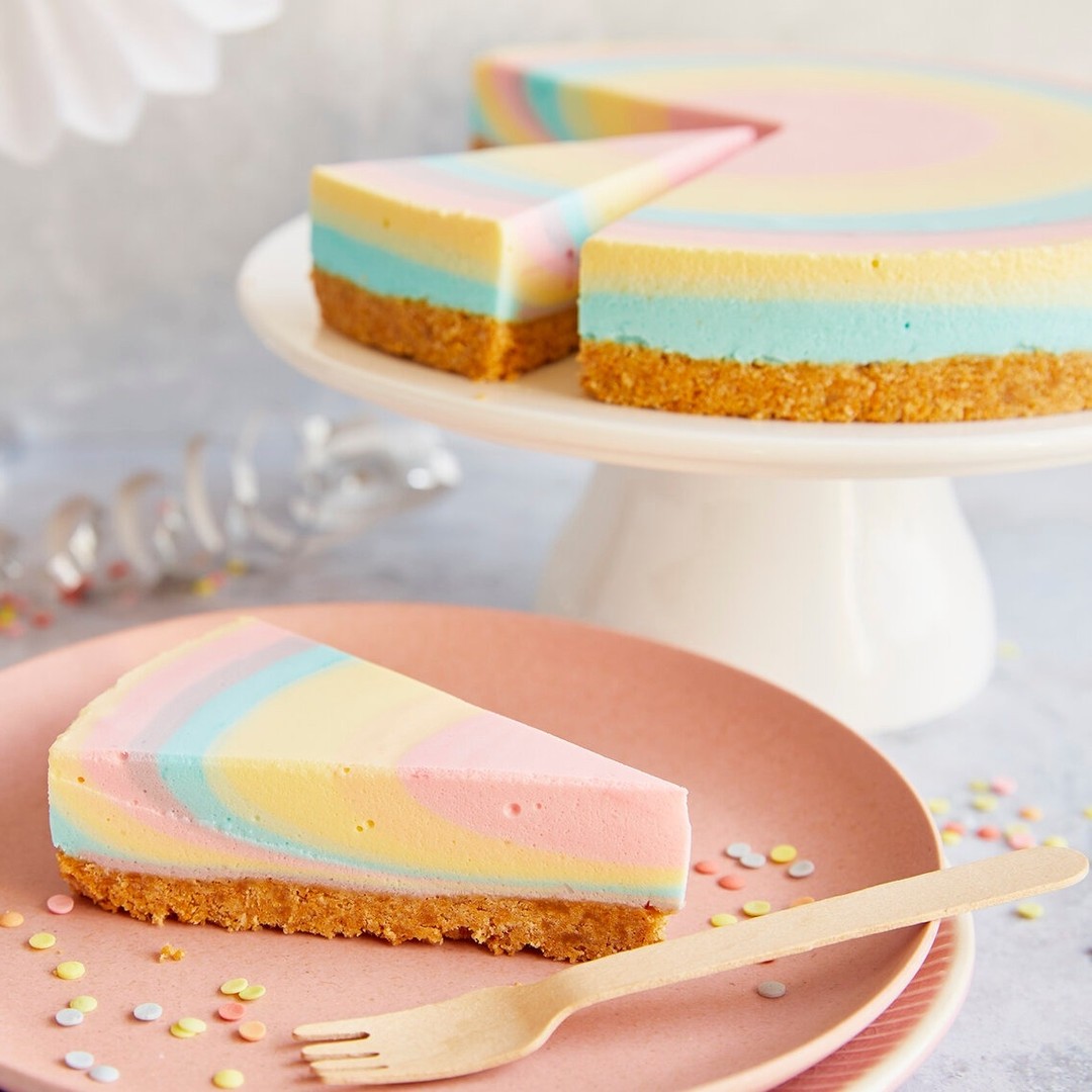 Colorful Rainbow No-Bake Cheesecake