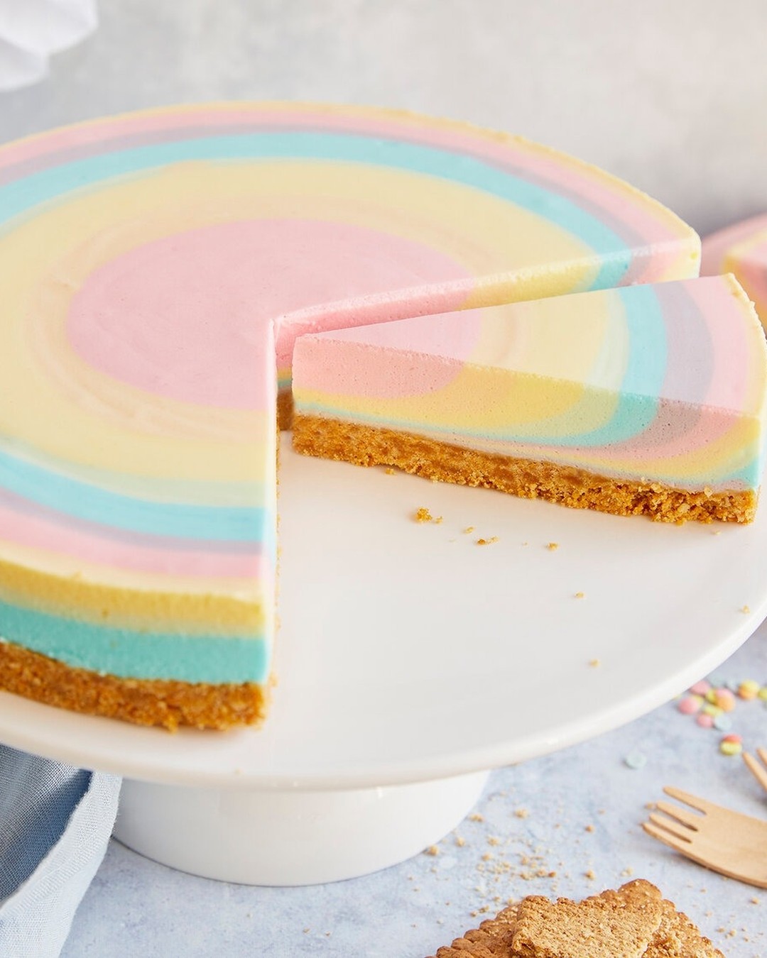Colorful Rainbow No-Bake Cheesecake