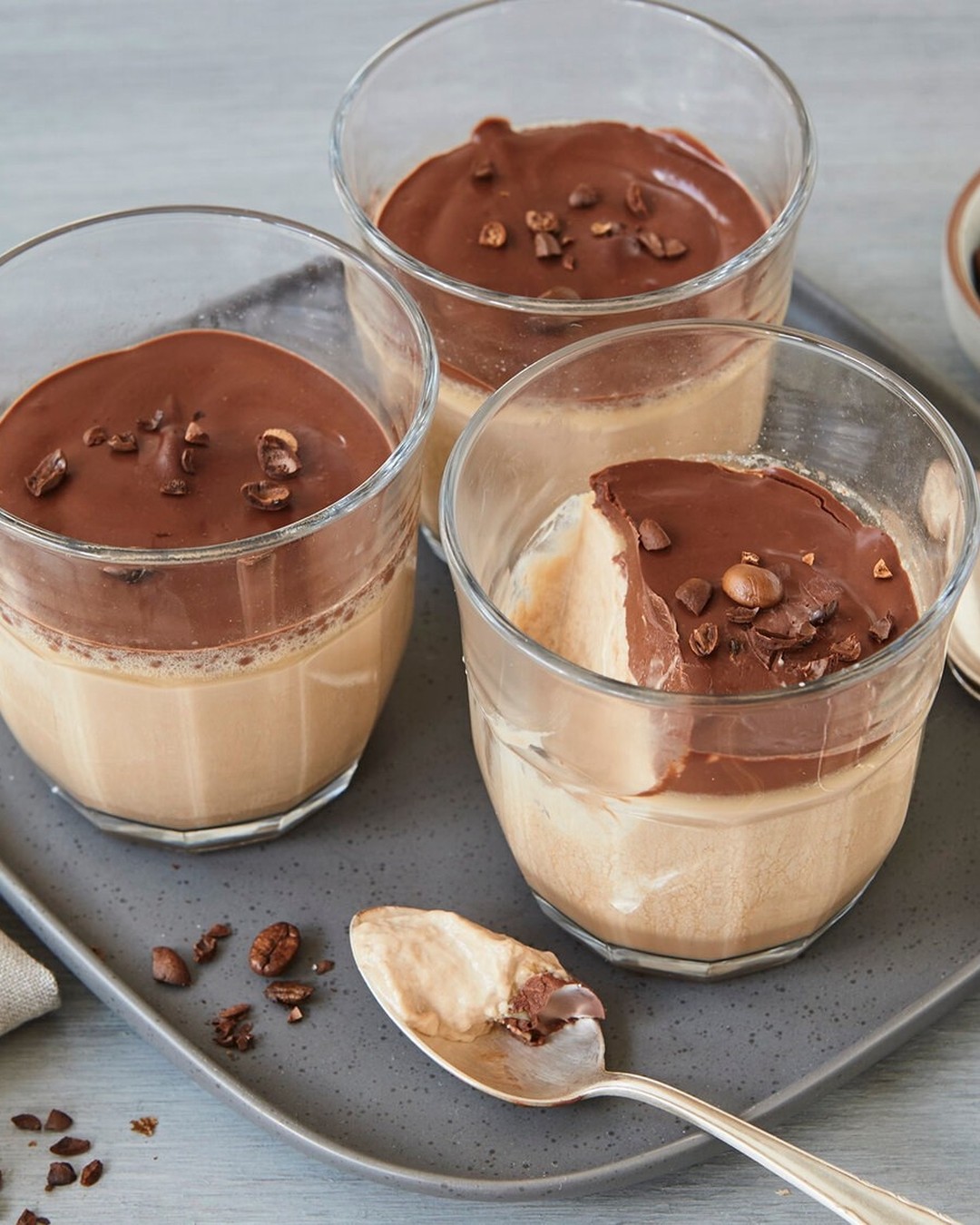 Espresso Panna Cotta with Chocolate Mirror Topping
