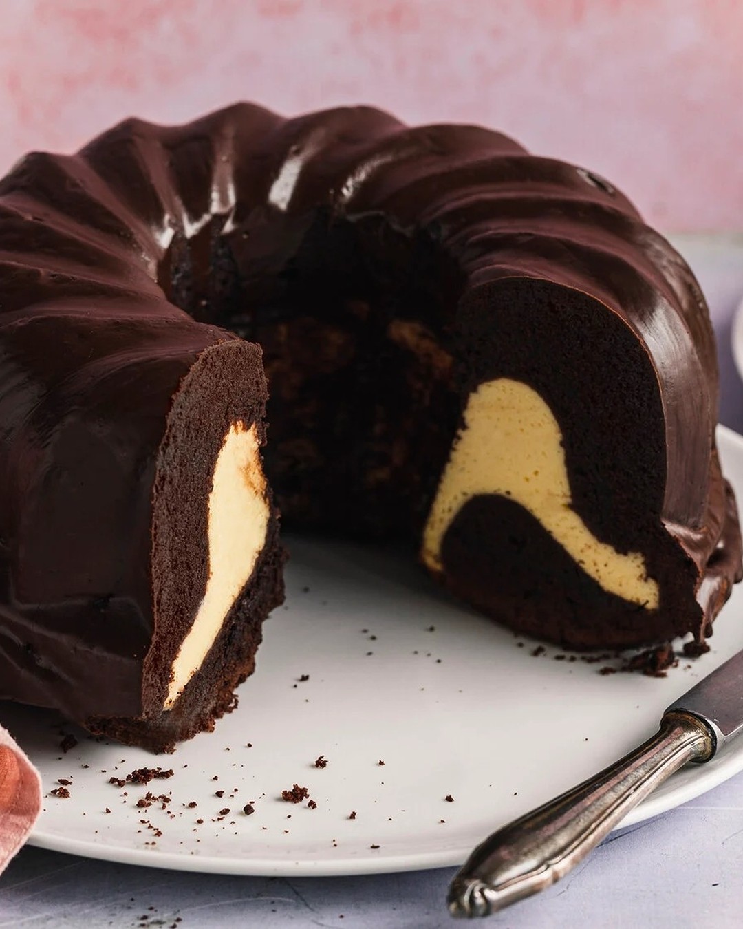 Chocolate Bundt Cake with Cheesecake Filling