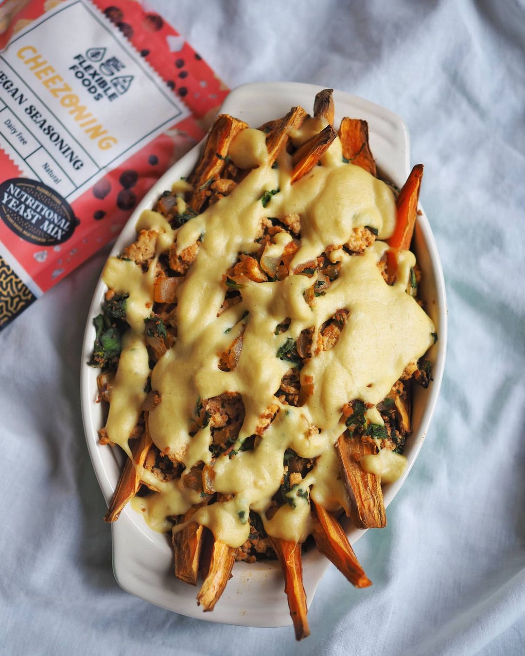 Loaded Chipotle Tofu Cheesy Fries