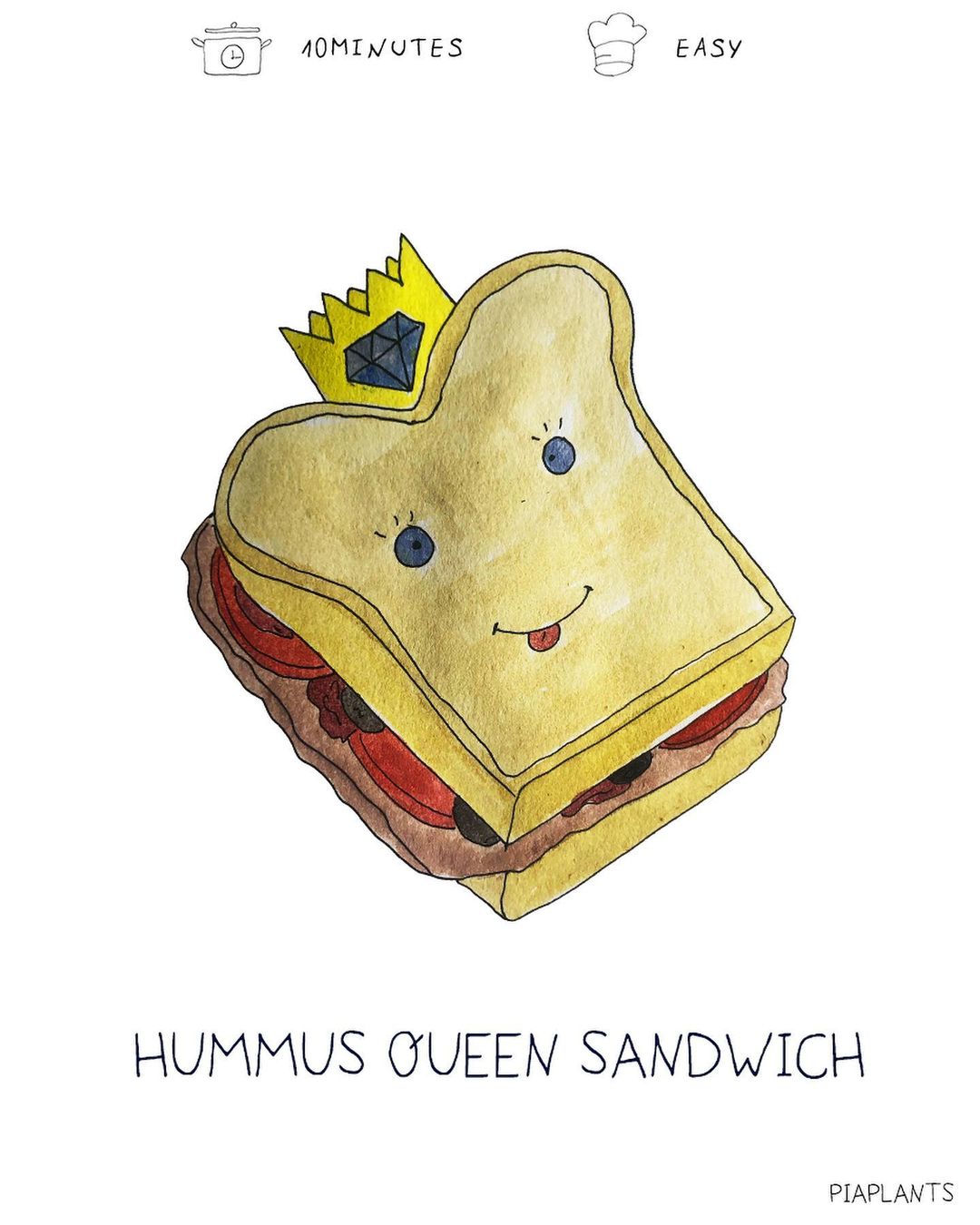 Queen Sandwich with Hummus and Tomatoes