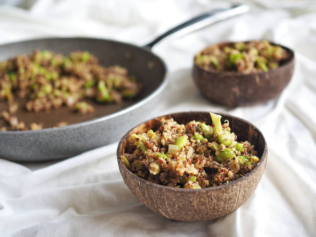 Edamame and Broccoli Quinoa Stir Fry