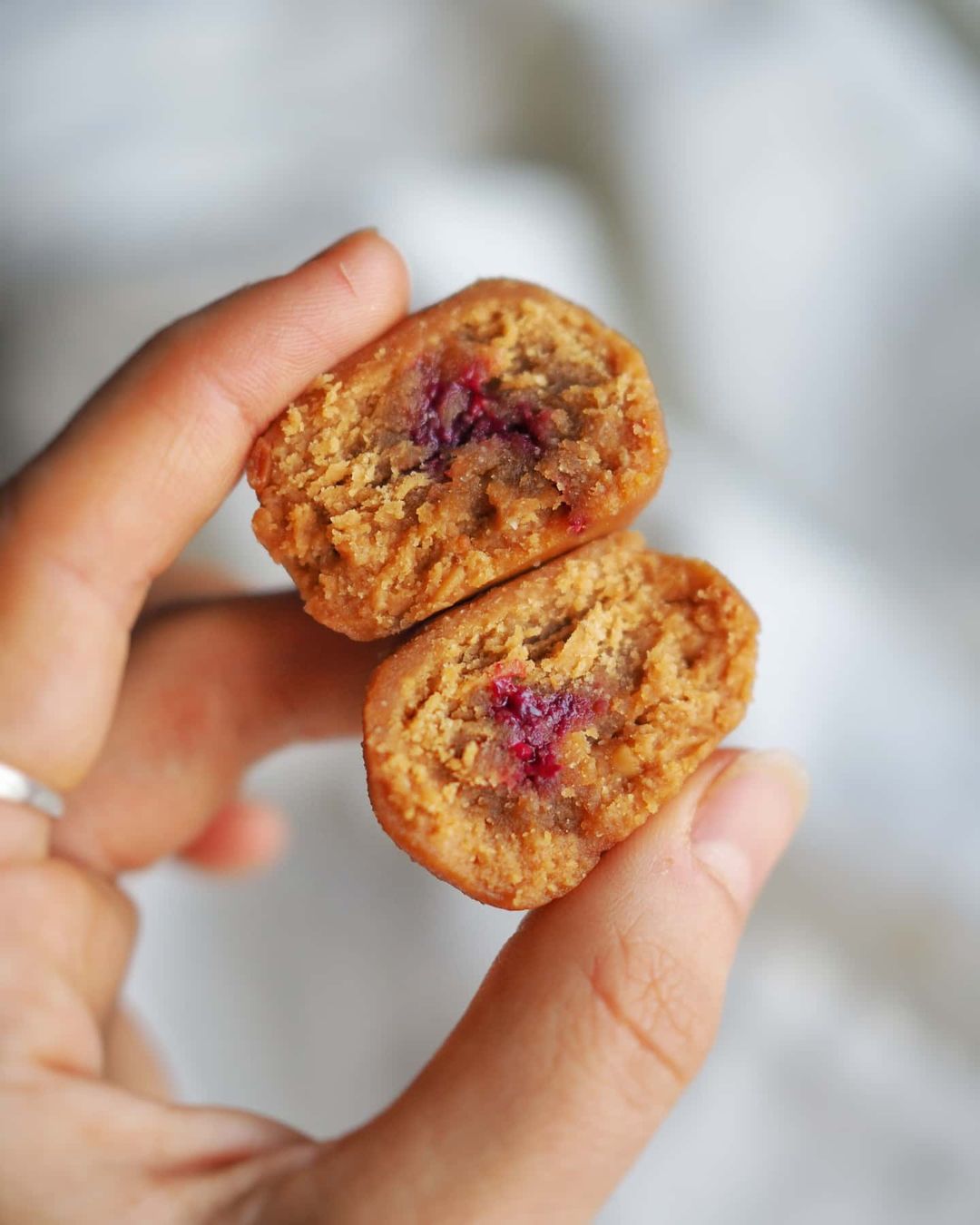 Peanut Butter Bites with Raspberry Surprise