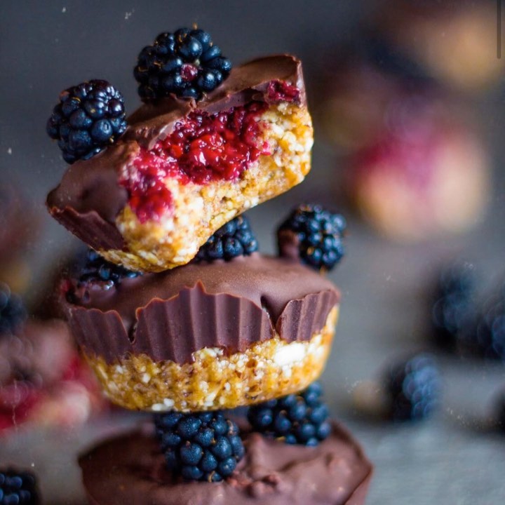 Blackberry Tahini Bites Covered in Chocolate