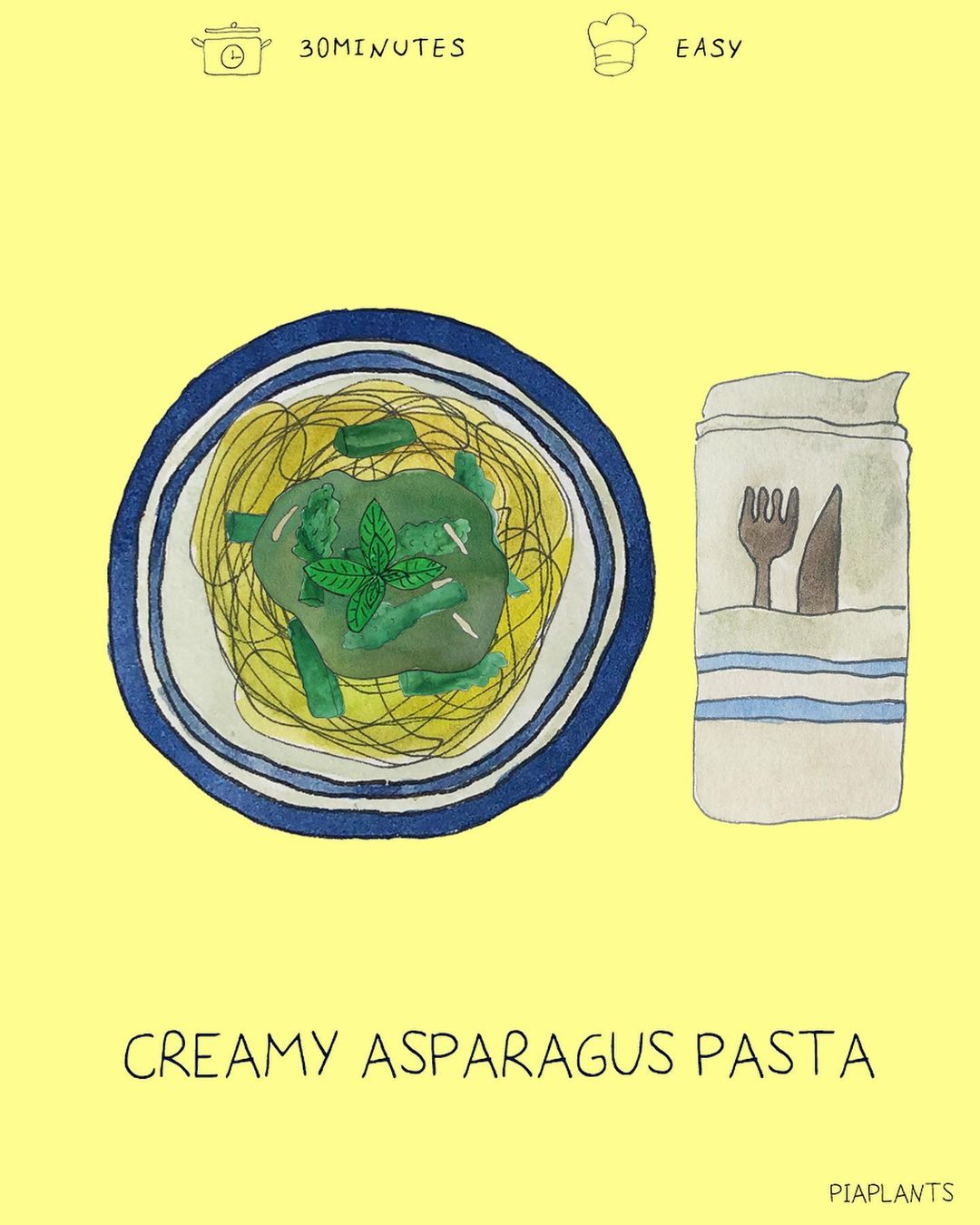 Asparagus and Basil Pasta with Creamy Sauce
