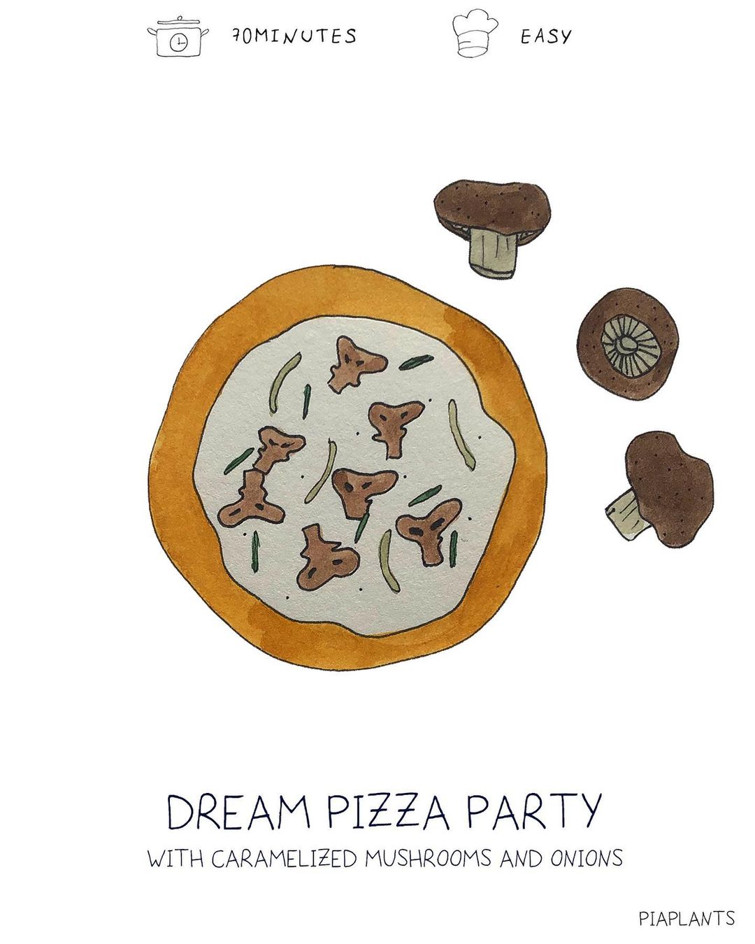 Light White Sauce Pizza with Caramelized Onions and Mushrooms