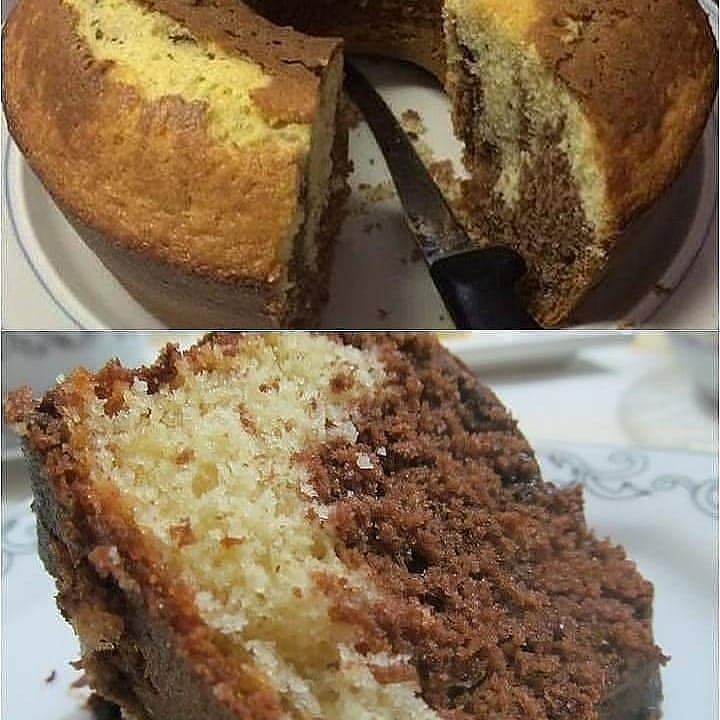 Fluffy Vanilla and Chocolate Swirl Cake