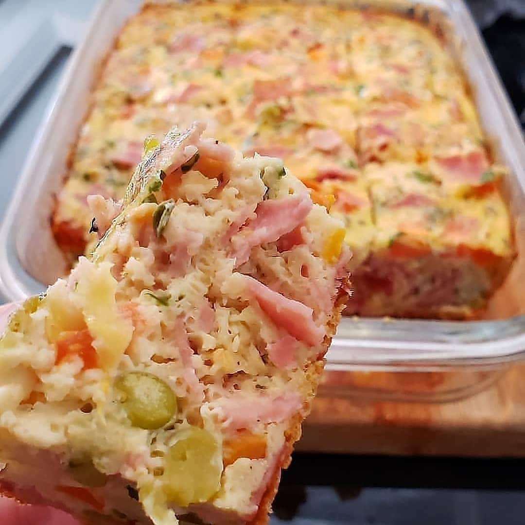 Brazilian Oven Baked Omelette with Ham and Vegetables