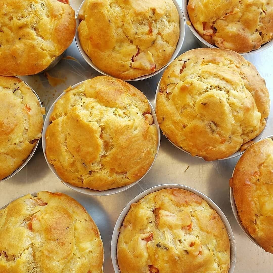 Savory Pizza Muffins with Cheese and Tomatoes