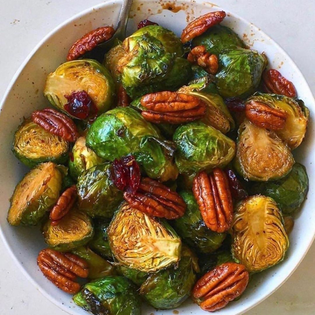 Roasted Balsamic Maple Glazed Brussels Sprouts