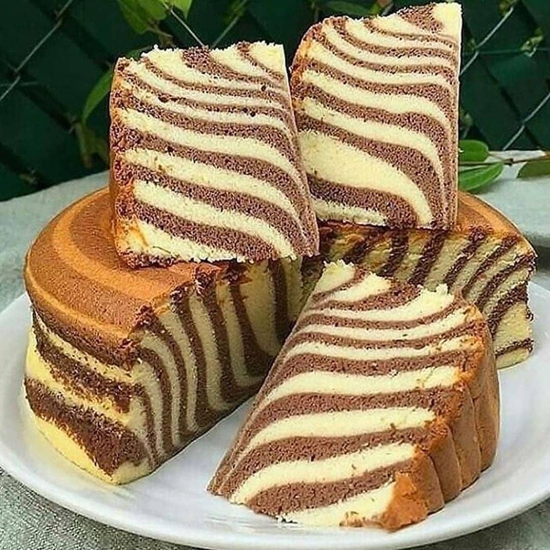 Zebra Cake with Chocolate and Vanilla Layers