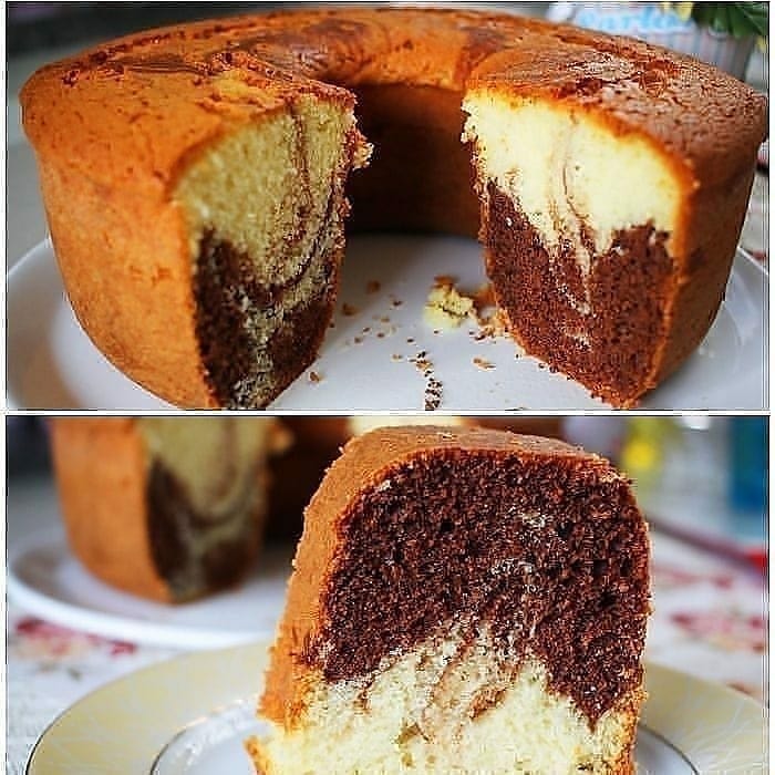 Moist Marble Cake with Chocolate Swirl