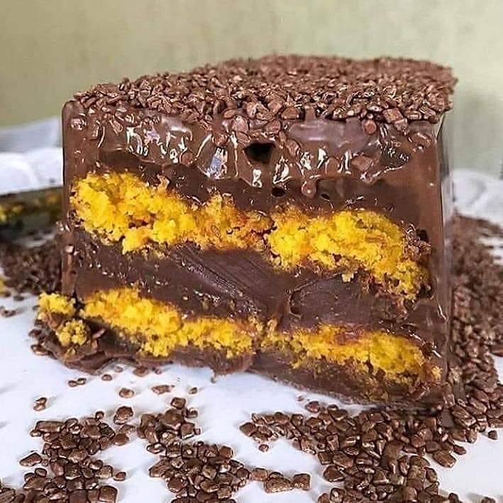 Brazilian Carrot Cake with Chocolate Fudge Filling