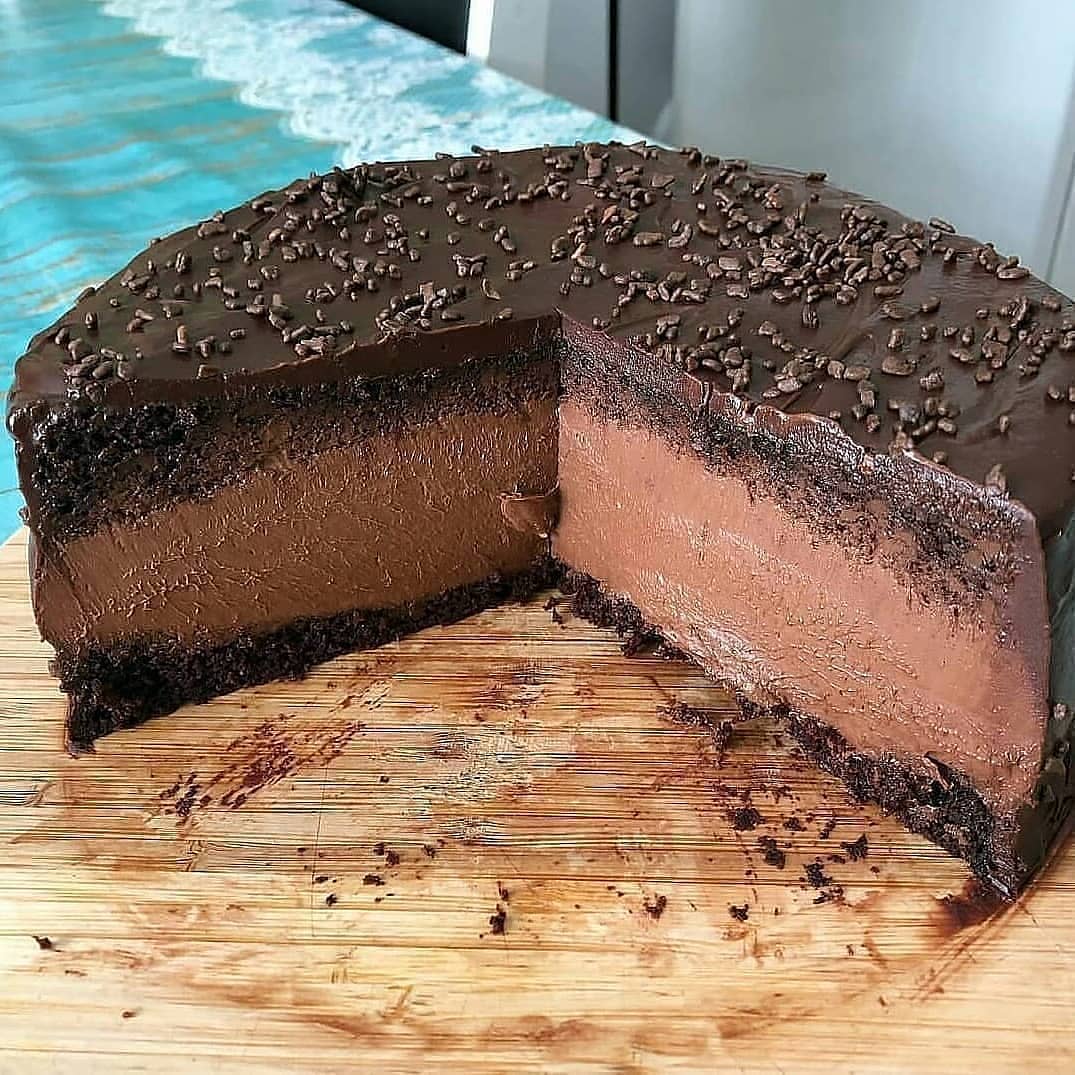 Decadent Chocolate Cake with Mousse Filling
