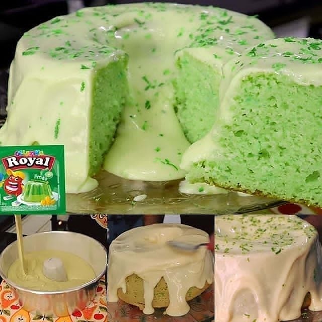 Green Lemon Gelatin Yogurt Cake