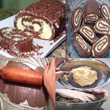 Brazilian Coconut Chocolate Rolled Cake