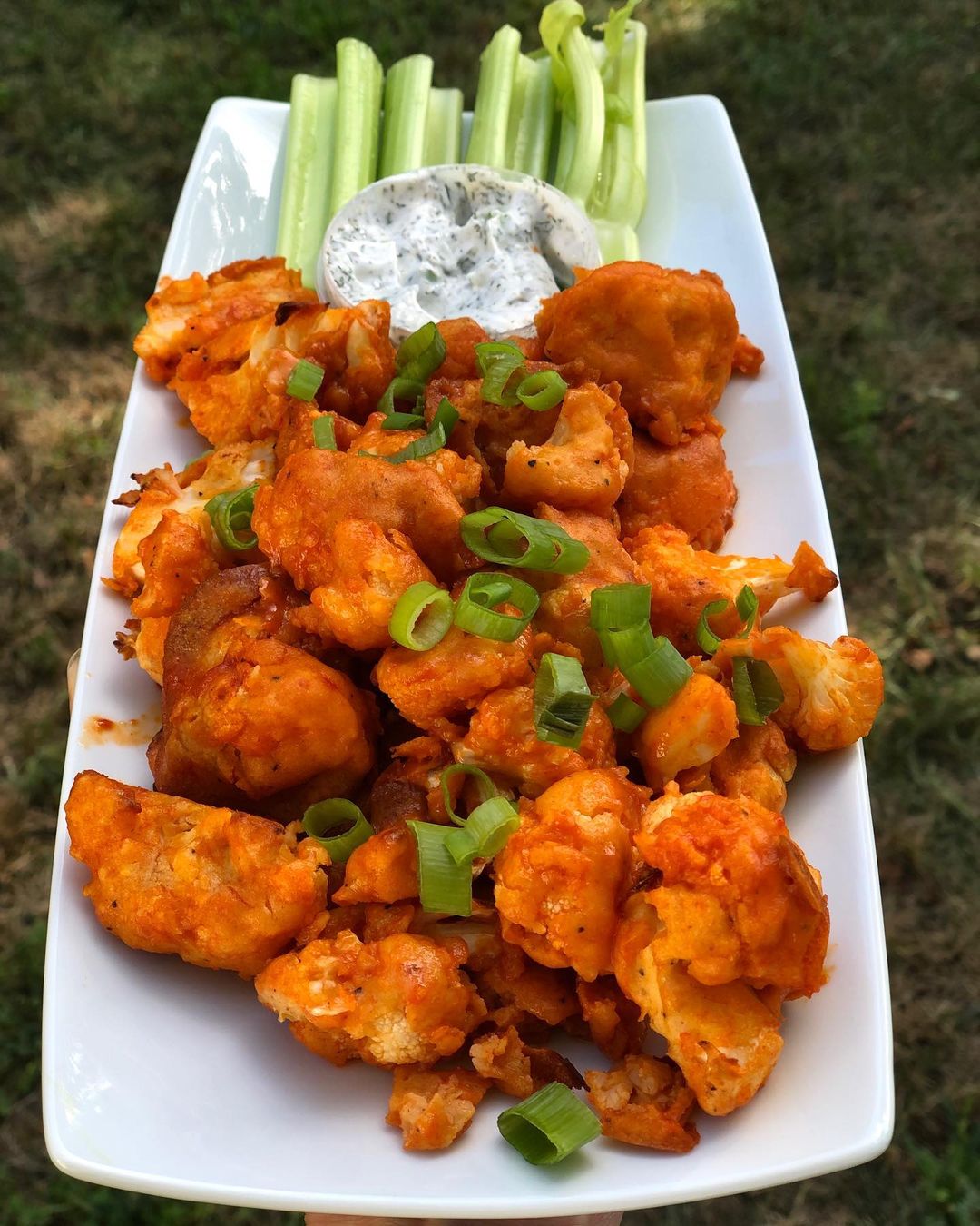 Vegan Buffalo Cauliflower with Homemade Ranch