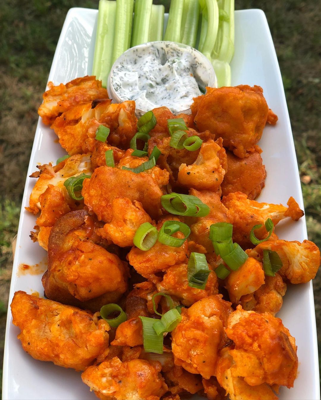 Vegan Buffalo Cauliflower with Homemade Ranch