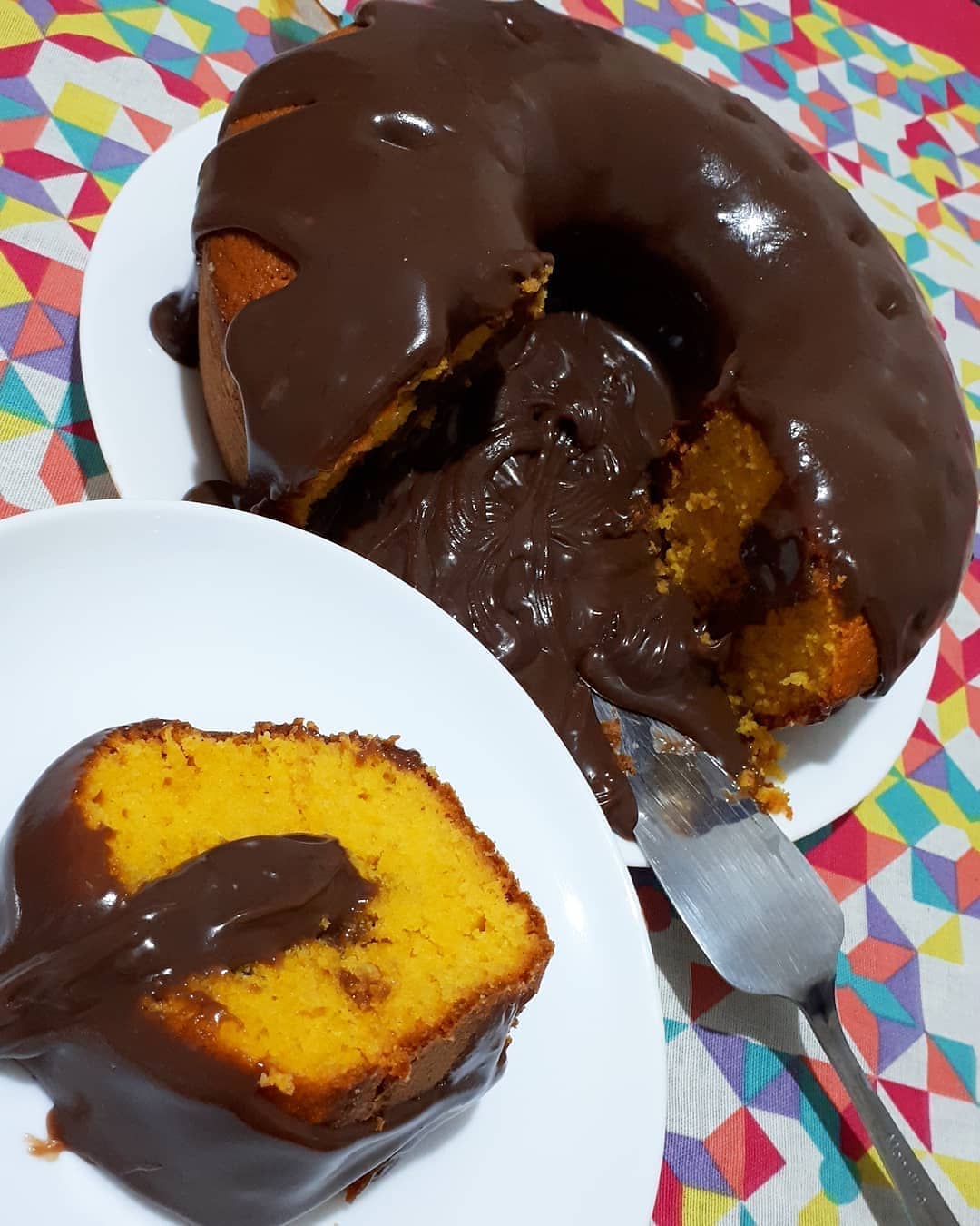 Fluffy Carrot Cake with Chocolate Volcano Topping