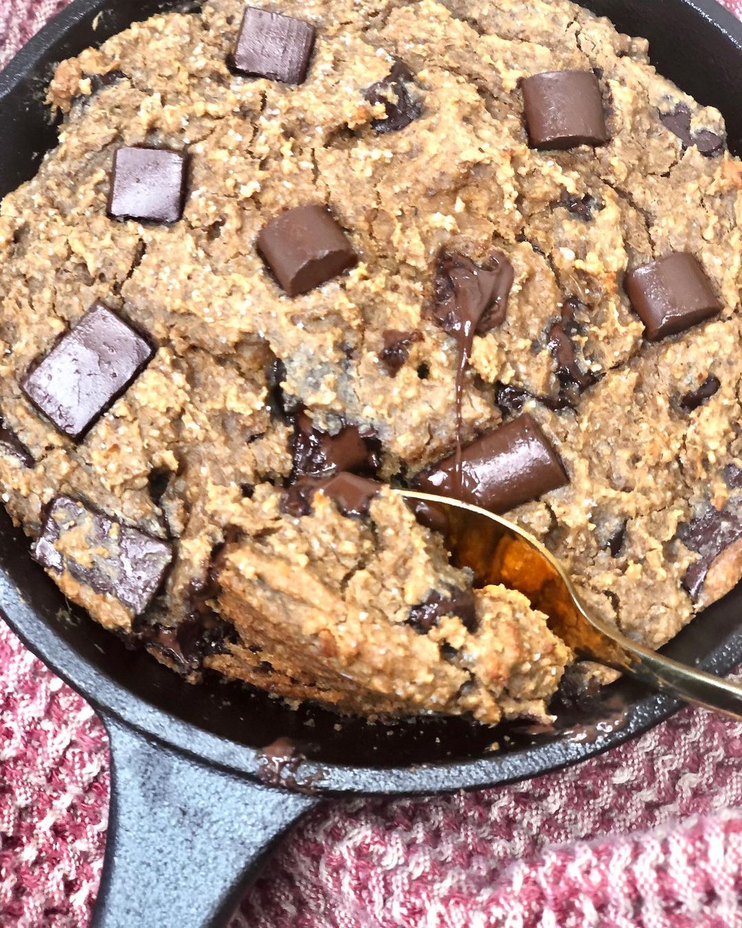 Healthy Skillet Chocolate Chip Cookie