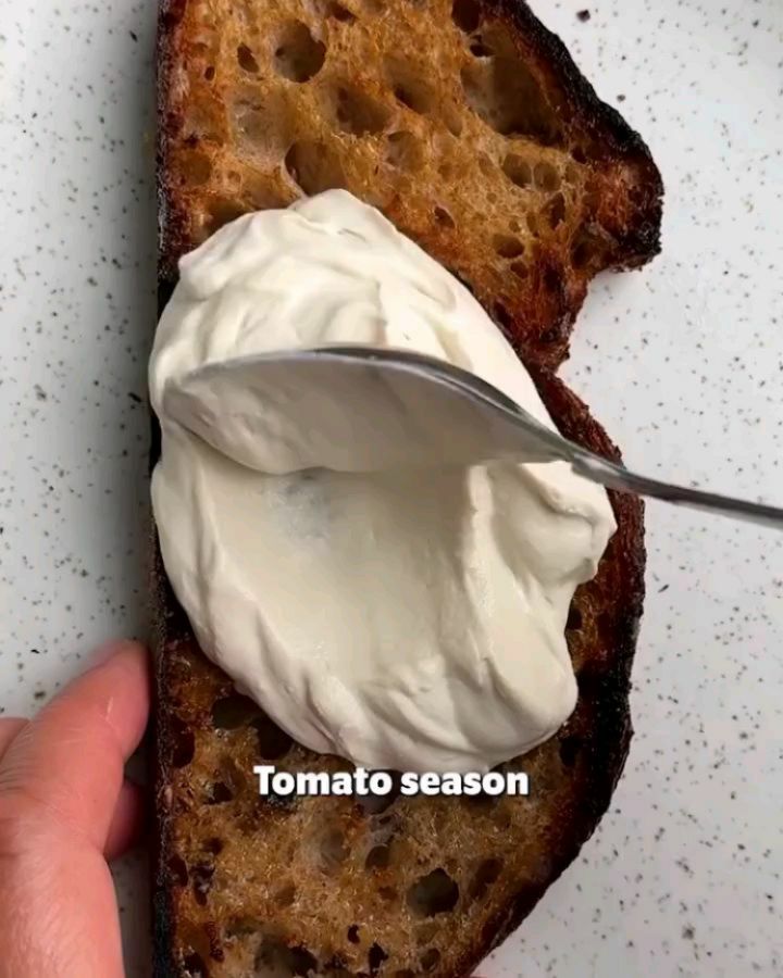 Marinated Tomatoes and Cashew Cream Cheese on Toast