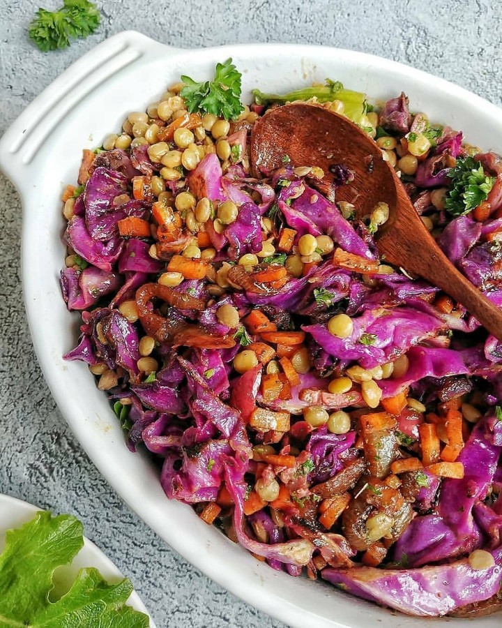 Charred Red Cabbage and Lentil Salad