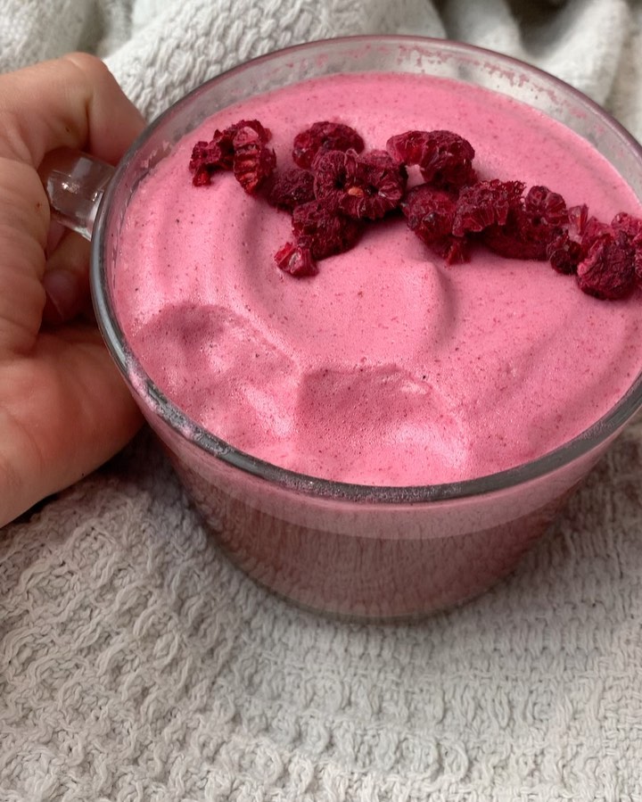 Uncaffeinated Raspberry Beetroot Latte with Almond Milk