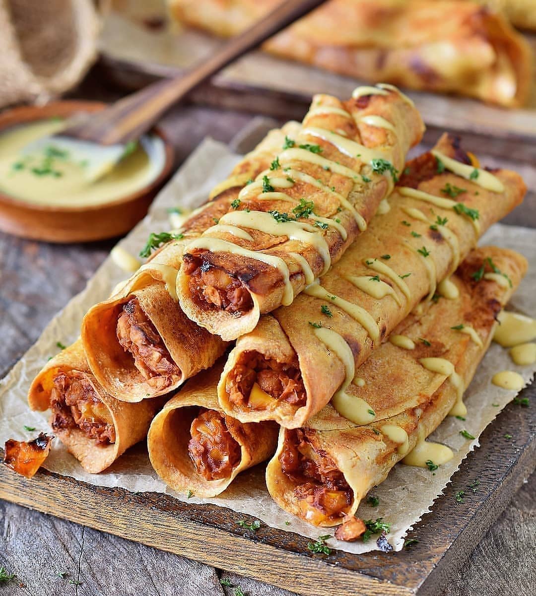 Vegan Buffalo Chickpea Taquitos