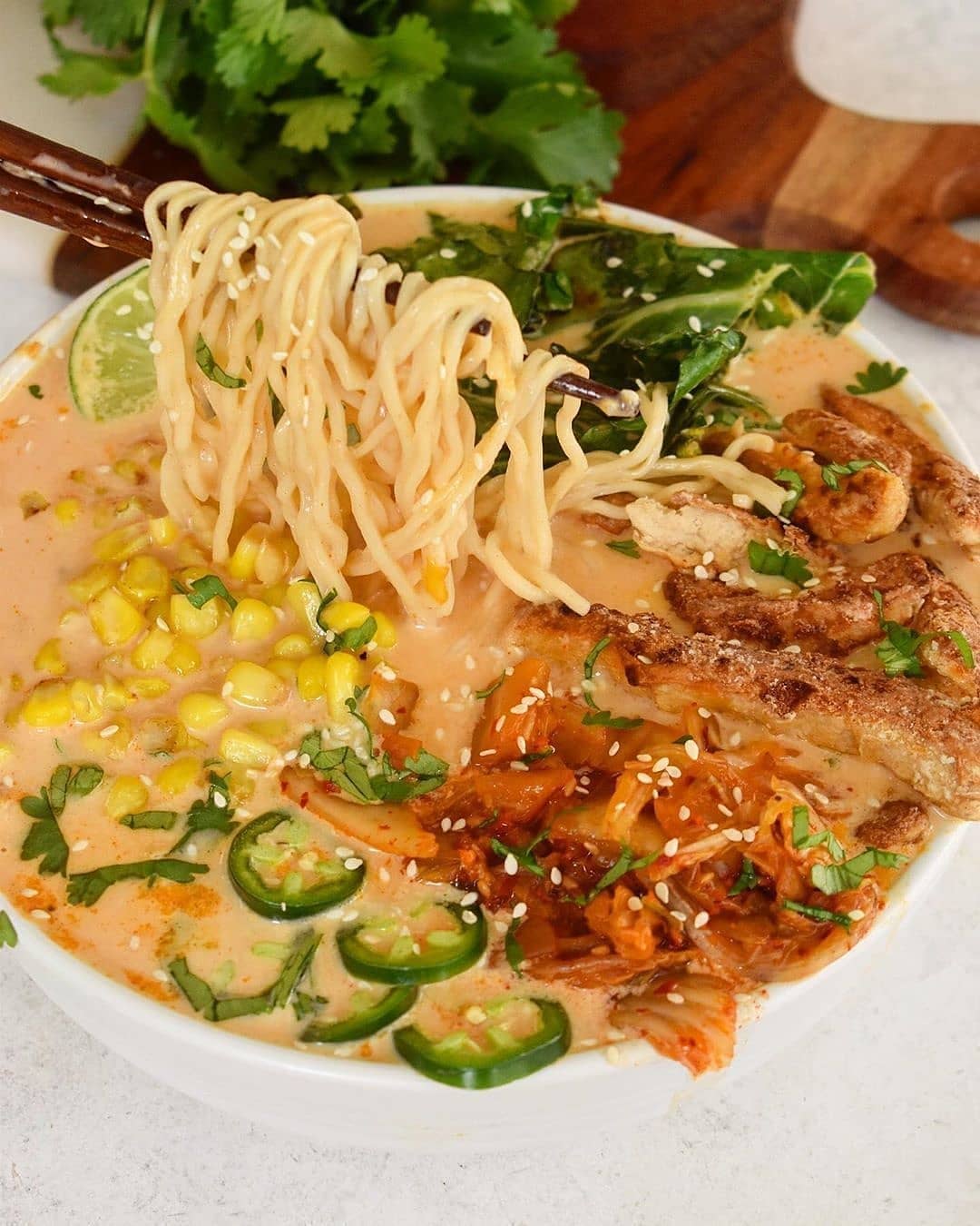 Crispy Vegan Chicken with Spicy Coconut Ramen