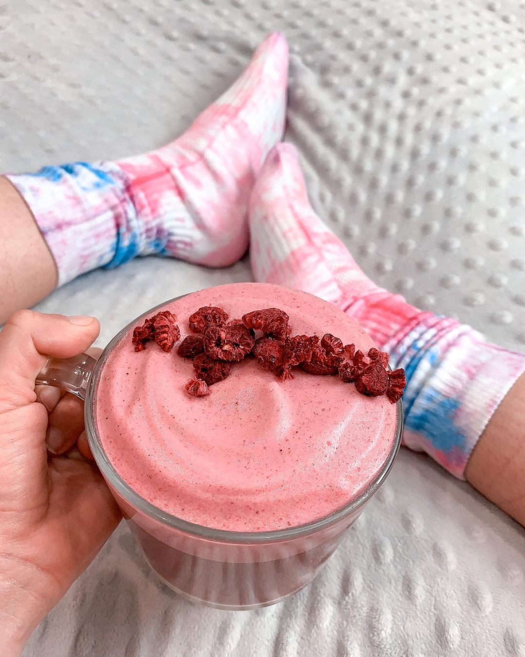 Uncaffeinated Raspberry Beetroot Latte with Almond Milk
