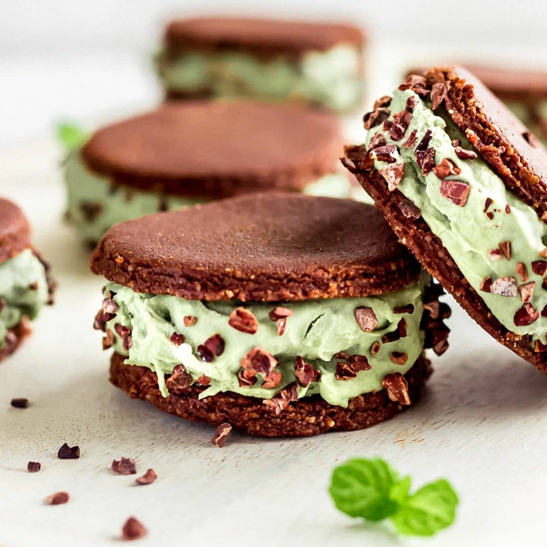 Vegan Mint Choc Chip Ice Cream Sandwiches