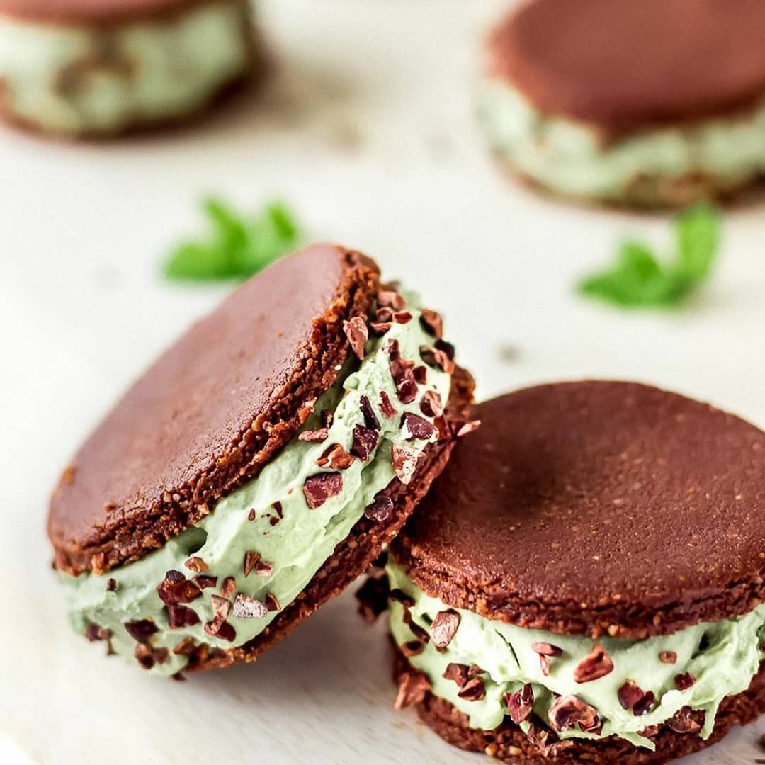 Vegan Mint Choc Chip Ice Cream Sandwiches