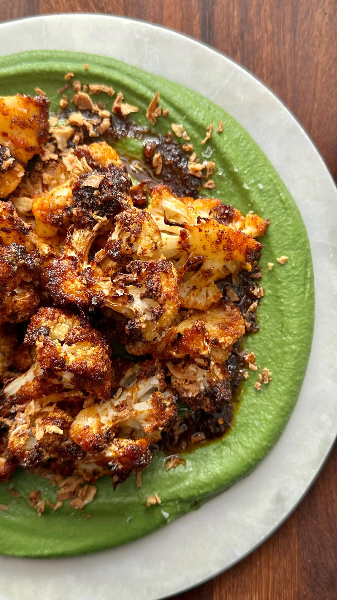 Crispy Cauliflower with Super Green Creamed Beans