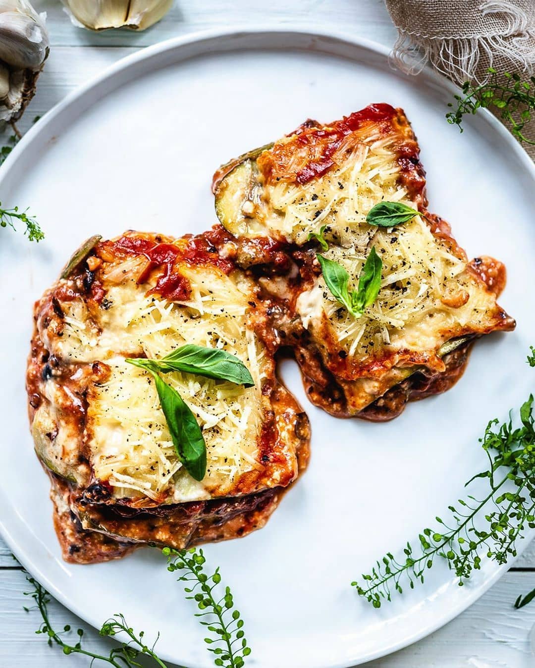 Vegan Zucchini Lasagna with Bolognese and Cheese