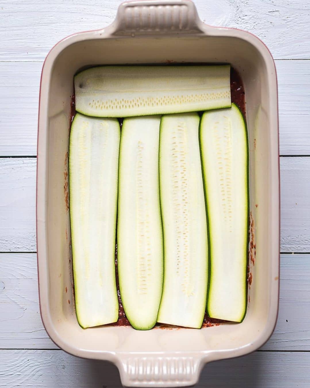 Vegan Zucchini Lasagna with Bolognese and Cheese