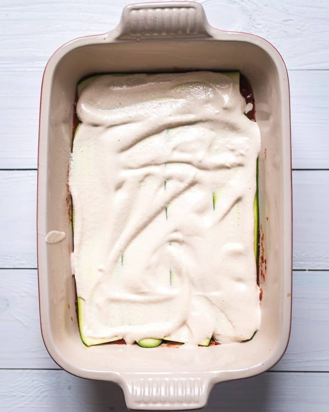Vegan Zucchini Lasagna with Bolognese and Cheese